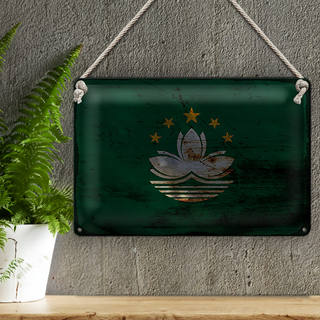 Blechschild Flagge Macau 30x20cm Flag of Macau Rost