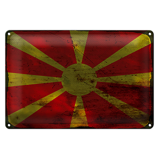 Blechschild Flagge Mazedonien 30x20cm Flag Macedonia Rost