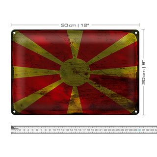 Blechschild Flagge Mazedonien 30x20cm Flag Macedonia Rost