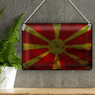 Blechschild Flagge Mazedonien 30x20cm Flag Macedonia Rost