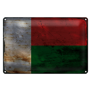 Blechschild Flagge Madagaskar 30x20cm Madagascar Rost