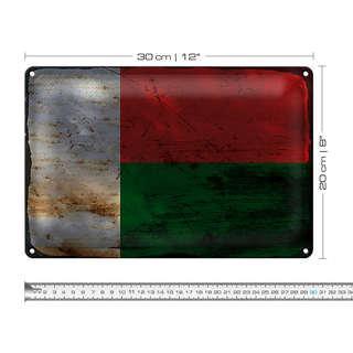 Blechschild Flagge Madagaskar 30x20cm Madagascar Rost