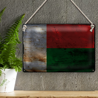 Blechschild Flagge Madagaskar 30x20cm Madagascar Rost