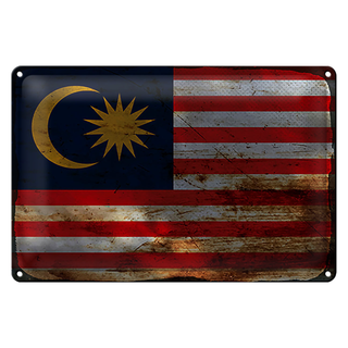 Blechschild Flagge Malaysia 30x20cm Flag of Malaysia Rost