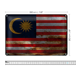 Blechschild Flagge Malaysia 30x20cm Flag of Malaysia Rost