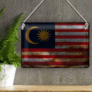 Blechschild Flagge Malaysia 30x20cm Flag of Malaysia Rost