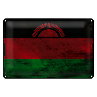 Blechschild Flagge Malawi 30x20cm Flag of Malawi Rost