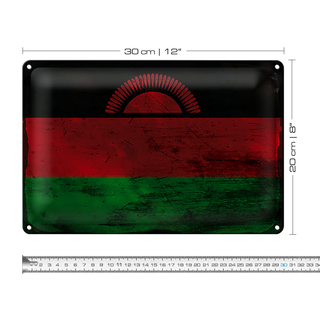 Blechschild Flagge Malawi 30x20cm Flag of Malawi Rost