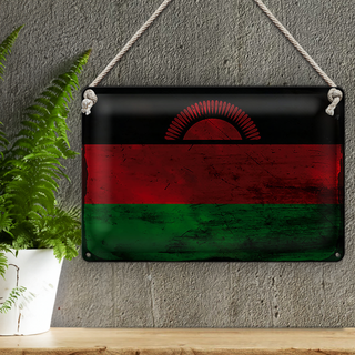 Blechschild Flagge Malawi 30x20cm Flag of Malawi Rost