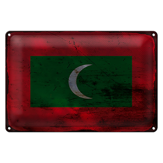 Blechschild Flagge Malediven 30x20cm Flag Maldives Rost