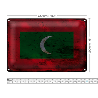 Blechschild Flagge Malediven 30x20cm Flag Maldives Rost