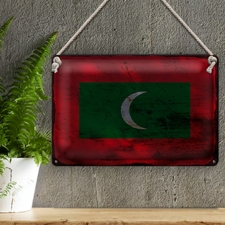 Blechschild Flagge Malediven 30x20cm Flag Maldives Rost