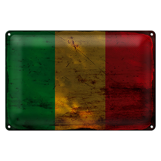 Blechschild Flagge Mali 30x20cm Flag of Mali Rost