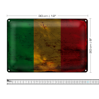 Blechschild Flagge Mali 30x20cm Flag of Mali Rost