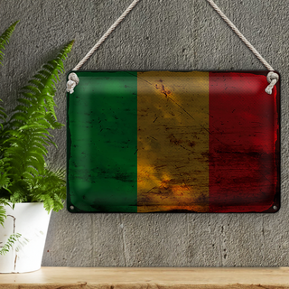 Blechschild Flagge Mali 30x20cm Flag of Mali Rost