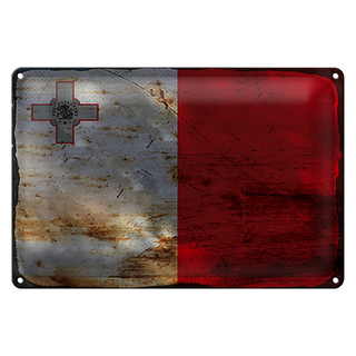 Blechschild Flagge Malta 30x20cm Flag of Malta Rost