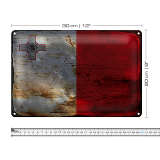 Blechschild Flagge Malta 30x20cm Flag of Malta Rost
