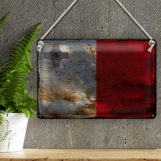 Blechschild Flagge Malta 30x20cm Flag of Malta Rost