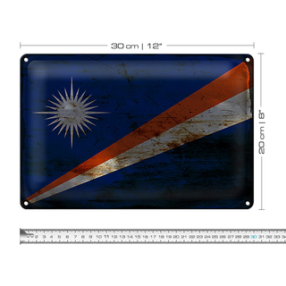 Blechschild Flagge Marshallinseln 30x20cm Flag Rost
