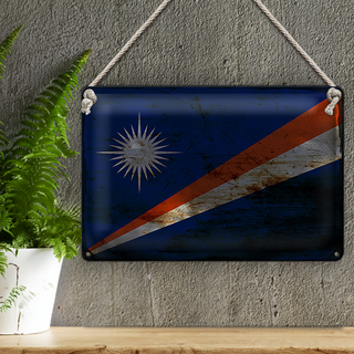 Blechschild Flagge Marshallinseln 30x20cm Flag Rost