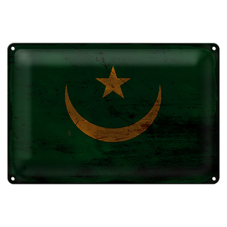 Blechschild Flagge Mauretanien 30x20cm Flag Mauritania Rost