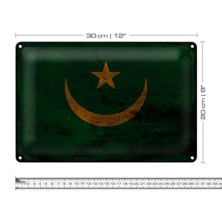 Blechschild Flagge Mauretanien 30x20cm Flag Mauritania Rost