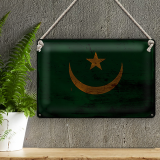 Blechschild Flagge Mauretanien 30x20cm Flag Mauritania Rost