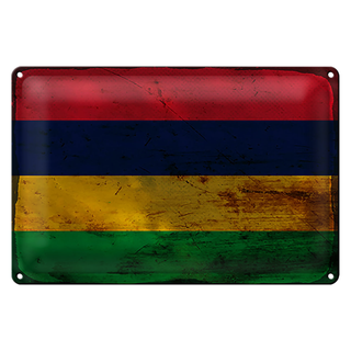 Blechschild Flagge Mauritius 30x20cm Flag Mauritius Rost
