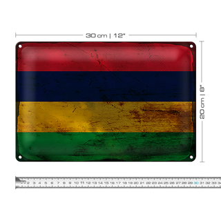 Blechschild Flagge Mauritius 30x20cm Flag Mauritius Rost