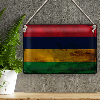 Blechschild Flagge Mauritius 30x20cm Flag Mauritius Rost