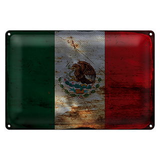 Blechschild Flagge Mexiko 30x20cm Flag of Mexico Rost