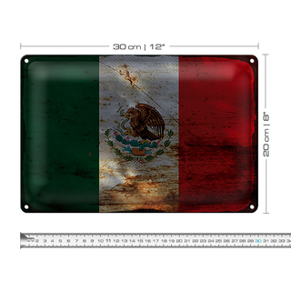 Blechschild Flagge Mexiko 30x20cm Flag of Mexico Rost
