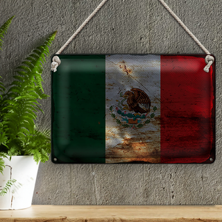 Blechschild Flagge Mexiko 30x20cm Flag of Mexico Rost