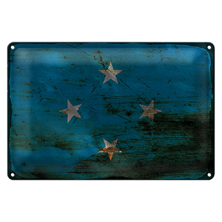 Blechschild Flagge Mikronesien 30x20cm Micronesia Rost