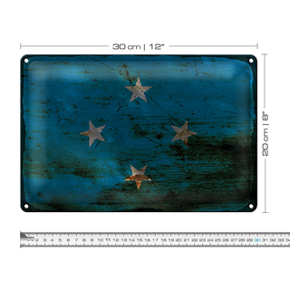 Blechschild Flagge Mikronesien 30x20cm Micronesia Rost