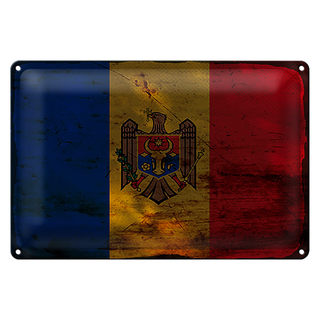 Blechschild Flagge Moldau 30x20cm Flag of Moldova Rost