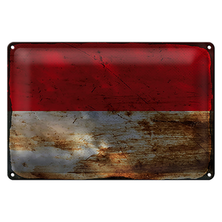 Blechschild Flagge Monaco 30x20cm Flag of Monaco Rost