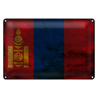 Blechschild Flagge Mongolei 30x20cm Flag of Mongolia Rost