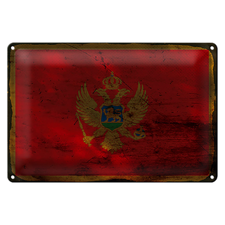 Blechschild Flagge Montenegro 30x20cm Flag Montenegro Rost
