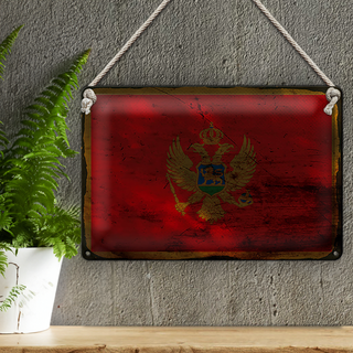 Blechschild Flagge Montenegro 30x20cm Flag Montenegro Rost