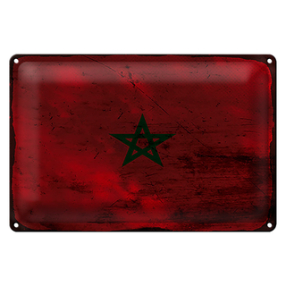 Blechschild Flagge Marokko 30x20cm Flag of Morocco Rost