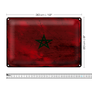 Blechschild Flagge Marokko 30x20cm Flag of Morocco Rost