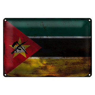 Blechschild Flagge Mosambik 30x20cm Flag Mozambique Rost