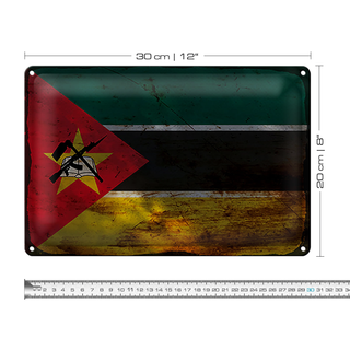 Blechschild Flagge Mosambik 30x20cm Flag Mozambique Rost