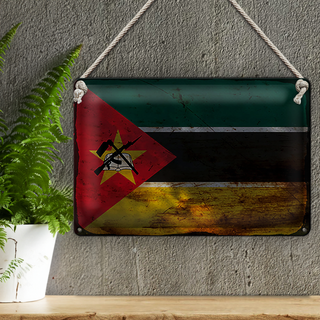 Blechschild Flagge Mosambik 30x20cm Flag Mozambique Rost