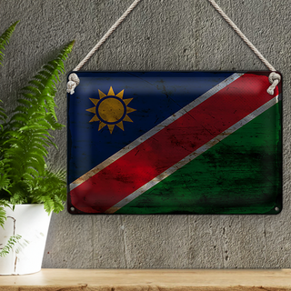 Blechschild Flagge Namibia 30x20cm Flag of Namibia Rost