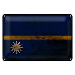 Blechschild Flagge Nauru 30x20cm Flag of Nauru Rost