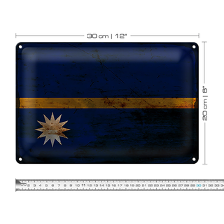 Blechschild Flagge Nauru 30x20cm Flag of Nauru Rost