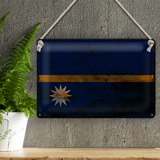 Blechschild Flagge Nauru 30x20cm Flag of Nauru Rost