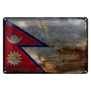 Blechschild Flagge Nepal 30x20cm Flag of Nepal Rost
